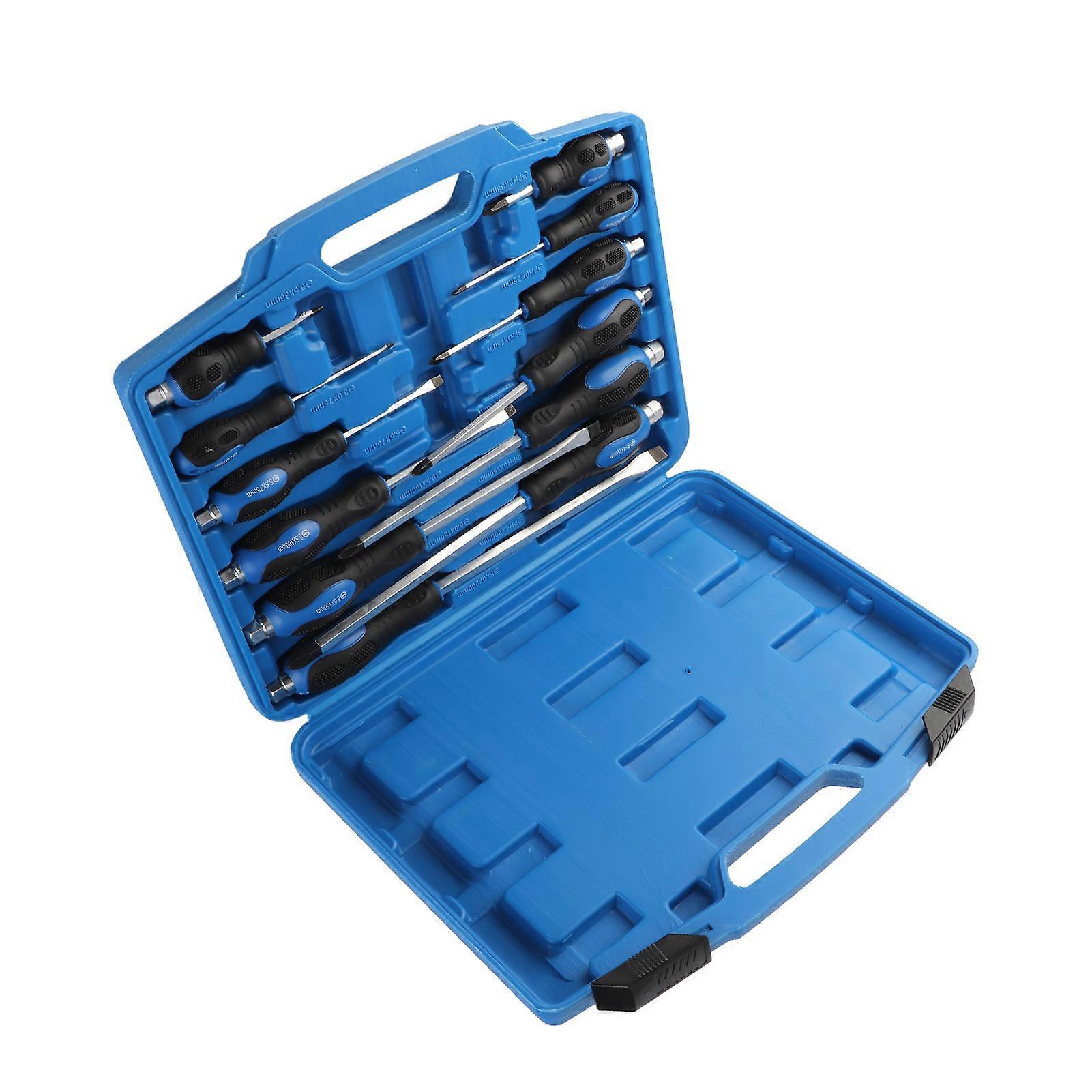 12 Pcs Mechanics Anti Slip Handle Screwdriver Box Set with Go Thru Handle Shaft