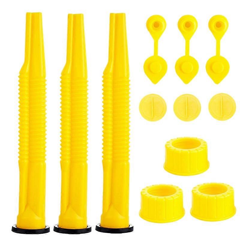 Universal Gas Can Spout Replacement  3 Pack Flexible Pour Nozzles Gasket Kit With Collar Caps And Stopper  Spout Cover
