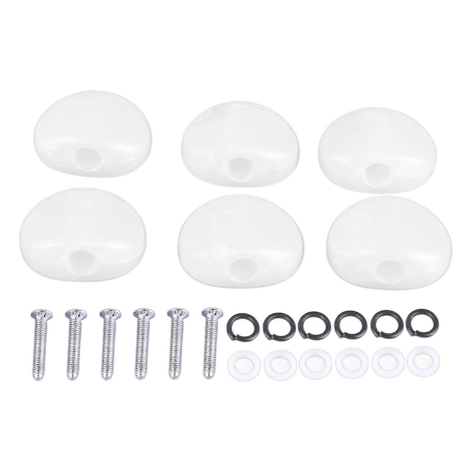 6pcs Electric Guitar Tuning Peg Key Button Semicircle Shape Folk Classical Guitar Tuning Peg Handle White
