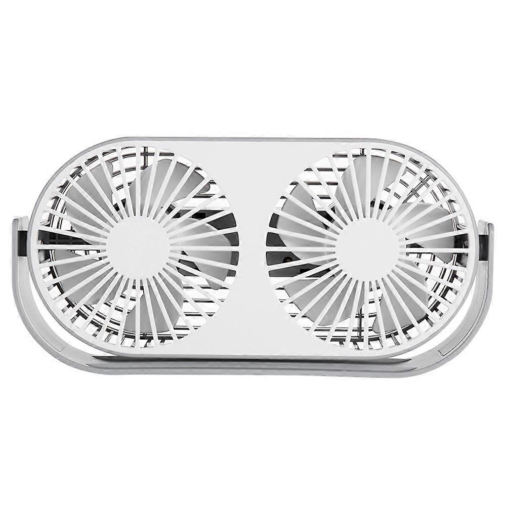 Double Desk Fan Small Tabletop Fan with Strong Airflow Quiet Operation Portable Mini USB Fan Air Circulator 3 Cooling Speed Adjustable Head 360Rotatab