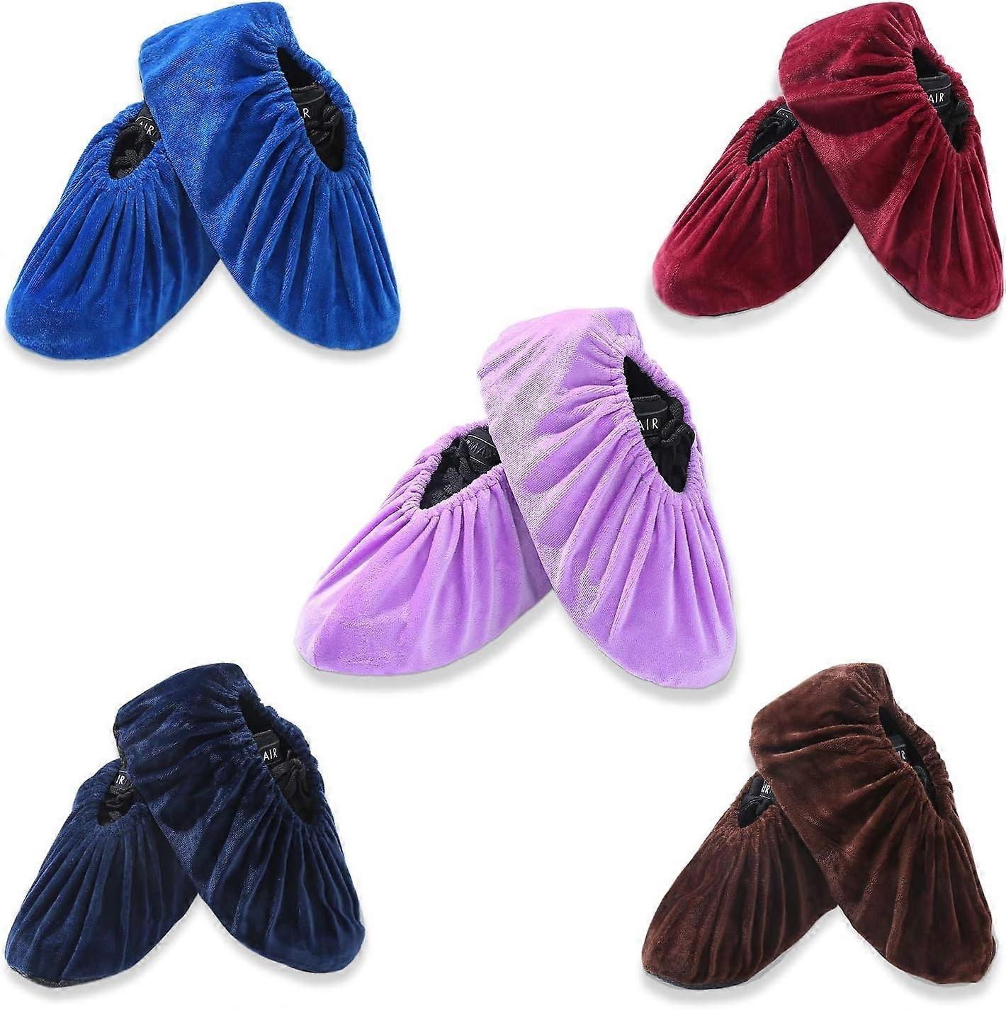 5 Pairs of Reusable Anti-Slip Shoe Covers, High Quality Soft Washable Thickened Boot Covers for Fami