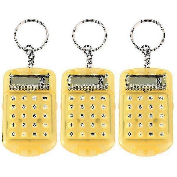 2024 3pcs Mini Key Ring Shaped Calculator Electronic Calculator Portable Calculator For Kids Students Test(random Color)