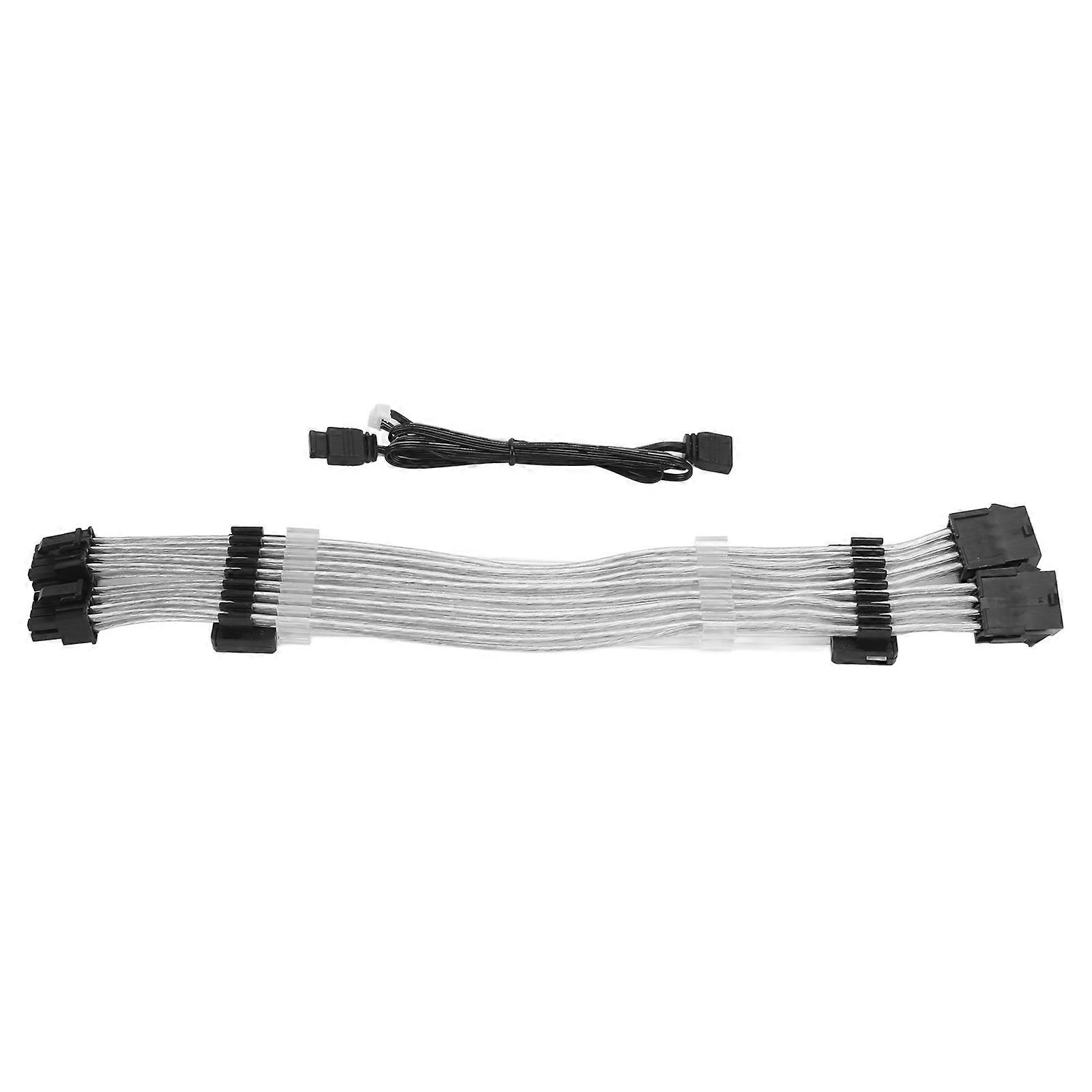 Cavo di prolunga ARGB con guaina, 24 pin, 5 V, nucleo in filo 18 AWG, cavo sincronizzato Plug and Play per computer desktop, scheda grafica con doppio 8P