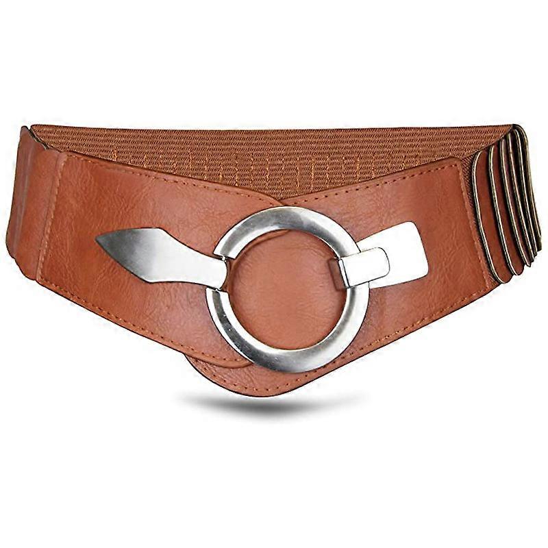1PC Women's Fashion Vintage Wide Elastic Stretch Waist Belt Elasticated Waistband With Silver Ring Buckle