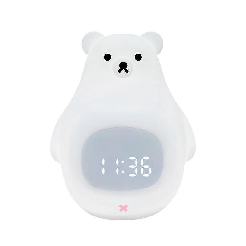 Smart Multi-function Alarm Clock Led Display Big White Bear Silicone Voice-activated Usb Night Light For Children