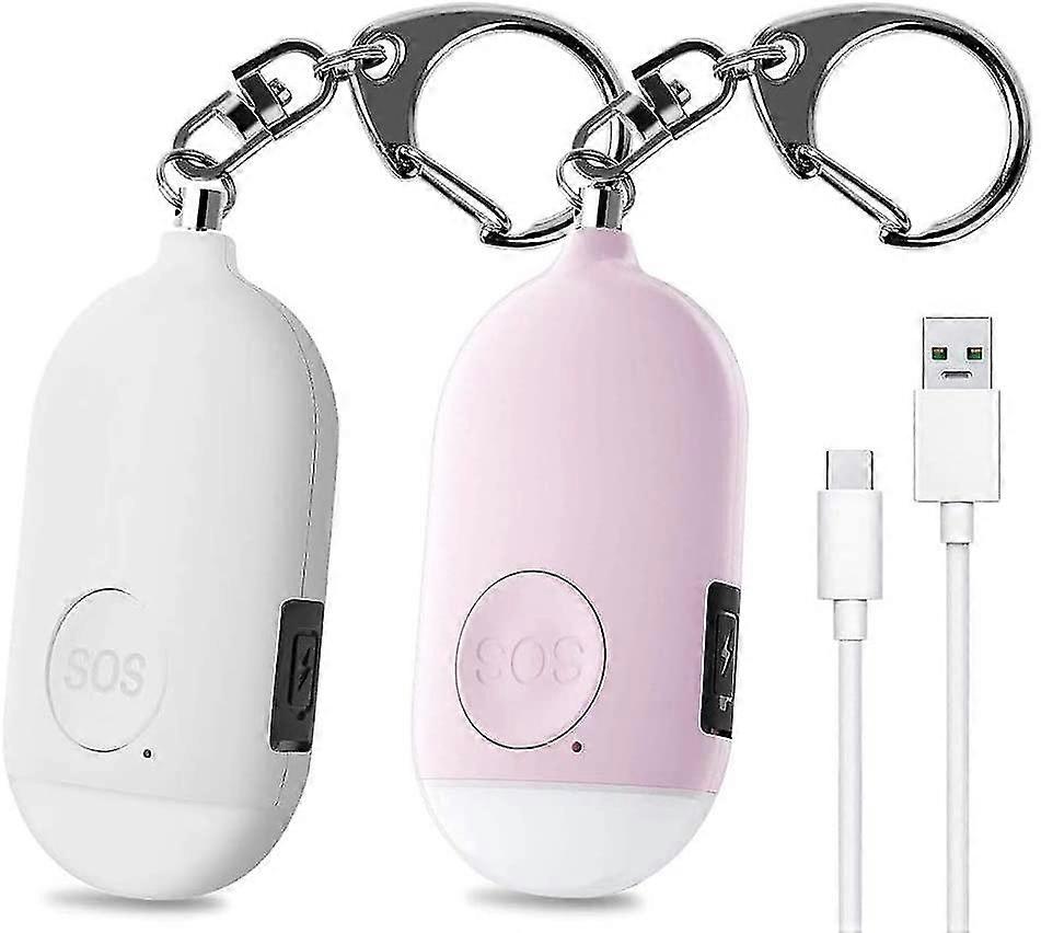 130 Db Personal Emergency Alarm.Rechargeable Security Alarm With Led Flashlight