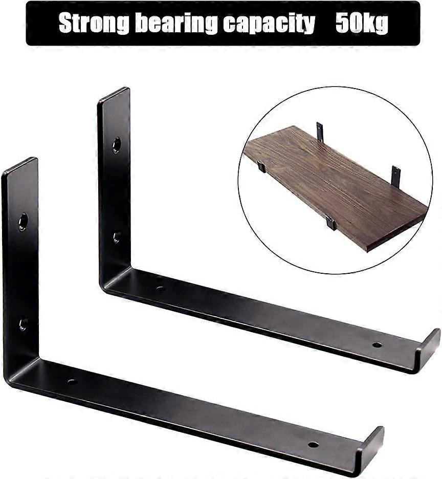 2Pcs Shelf Brackets,Industrial Wall Brackets, Heavy Duty L Shaped Shelf Support Frame Suitable For Wall Shelf Brackets(Black)28