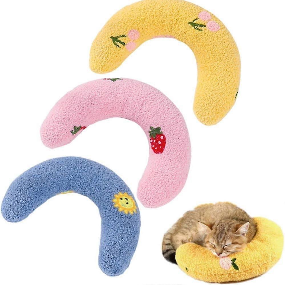 3PCS Pillows for Cat Head to Lay On,Cat Sleeping Plush Pillow for Indoor Cats Bed Mat,Cat Hugging Pillow