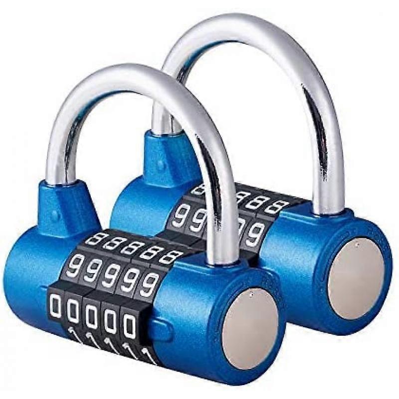 2-piece 5-digit combination padlock, suitable for gym lockers and tool boxes (blue)