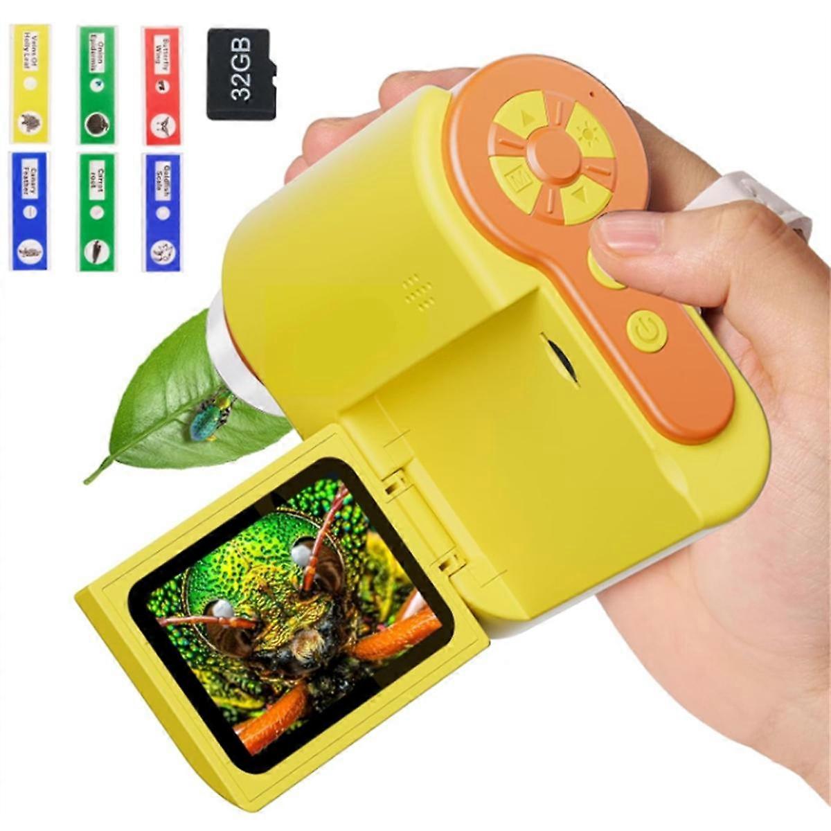 Microscopio per bambini 1000X [3-in-1] 2 pollici 1080P Microscopio digitale portatile, Microscopio tascabile portatile