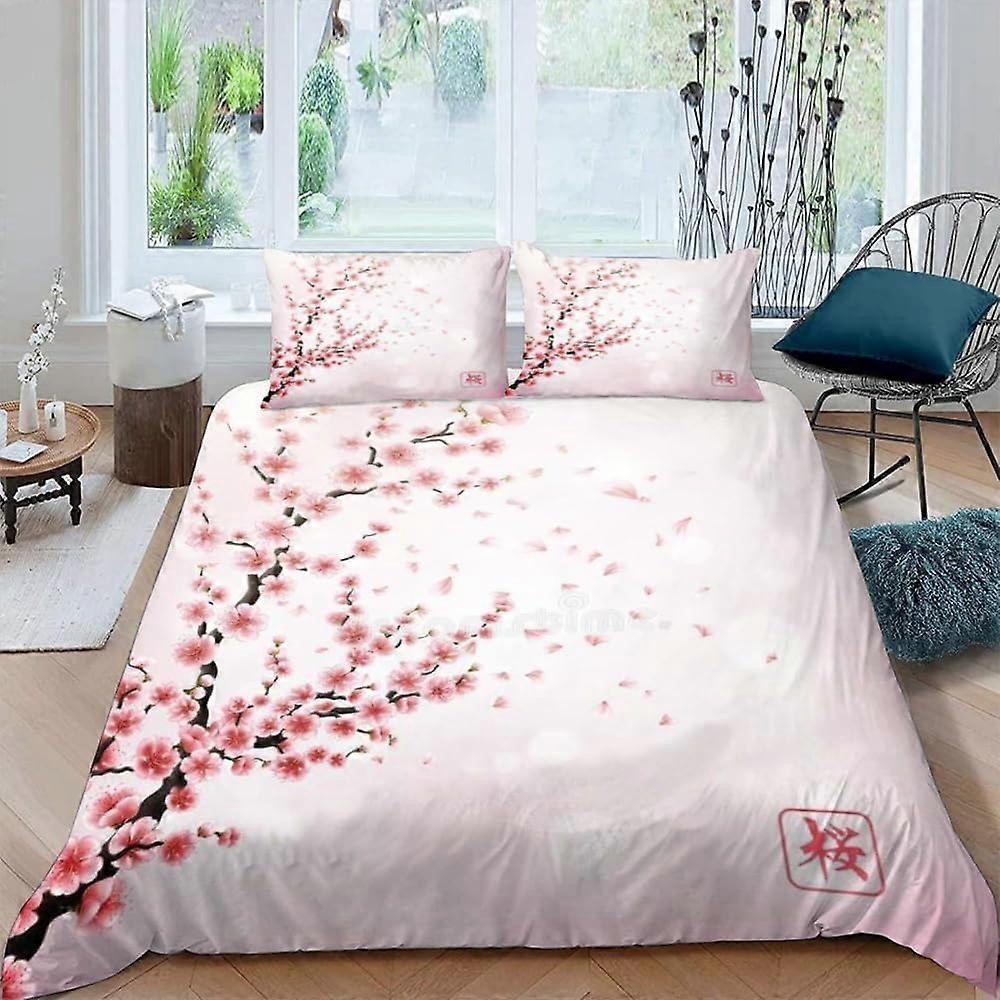 Kerota Parure de Toilette Enfant cm Sakura Housse de Couette Fleurs Parure de Literie Microfibre + 2