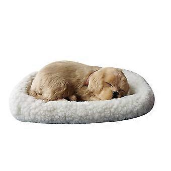 Realistic Sleeping Plush Breathing Dog Furry Dog With Mat Animals Decor