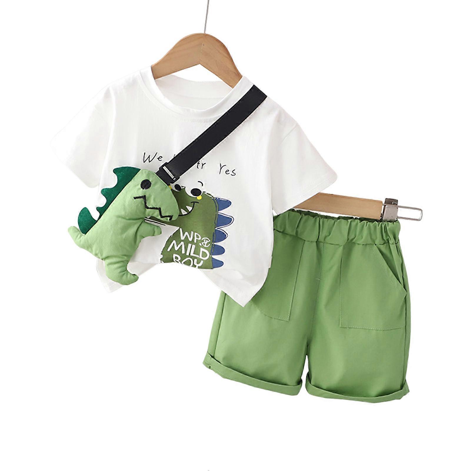 Toddler Baby Boys Clothes Short Sleeve Dinosaur Printed T-shirt and Shorts Set Suitable for 1-3 Years Old