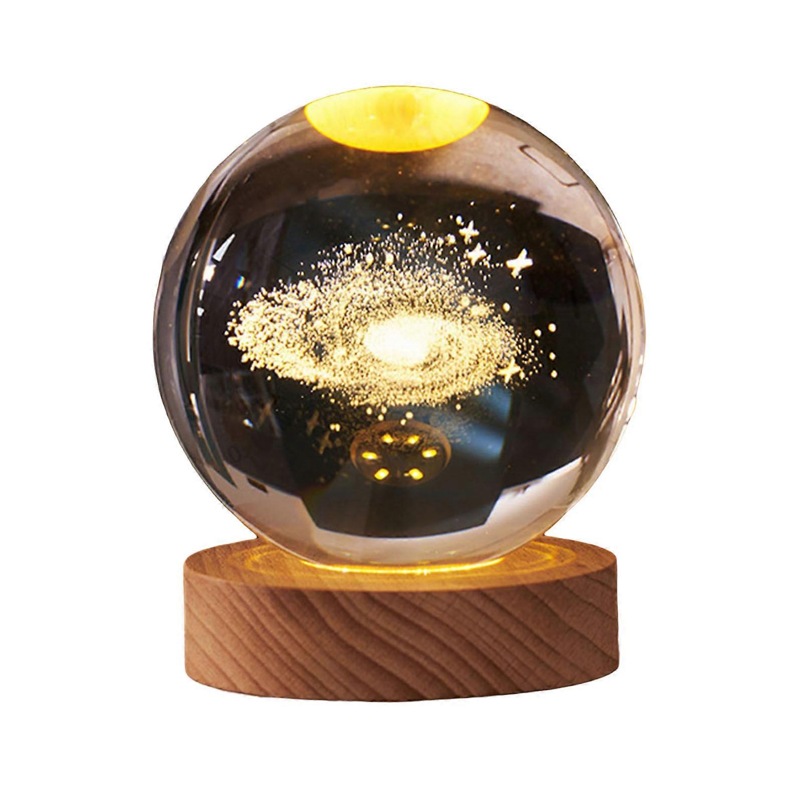 3D Planets Crystal Ball Engraved Miniature Model Night Light Home Office Decor