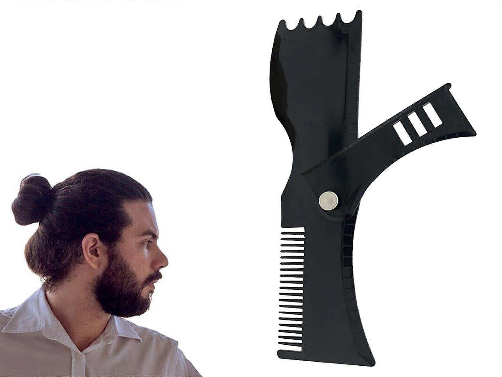 Mens Beard Shaping Tool Beard Trim Template Comb Trimming Shaper - Black