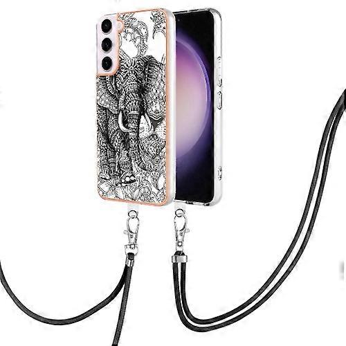 For Samsung Galaxy S22 5G Electroplating Dual-side IMD Mobile Phone Case with Lanyard