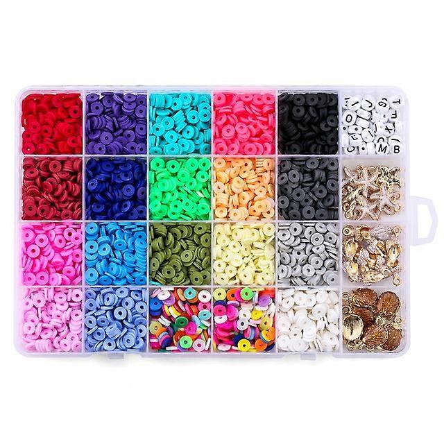 24 Grid Soft Pottery Piece Set Soft Pottery Beading Pcv Mixture Clay Beads Diy Making Bracelet Necklace