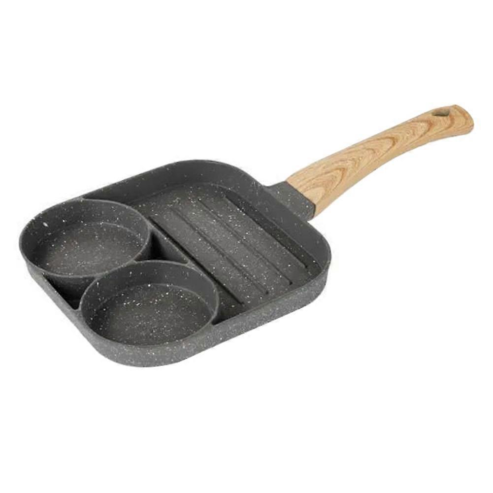 2-Hole Fried Egg Pan with Wooden Handle for Gas Stove and Induction Cooker Non-Stick Coating Pancak