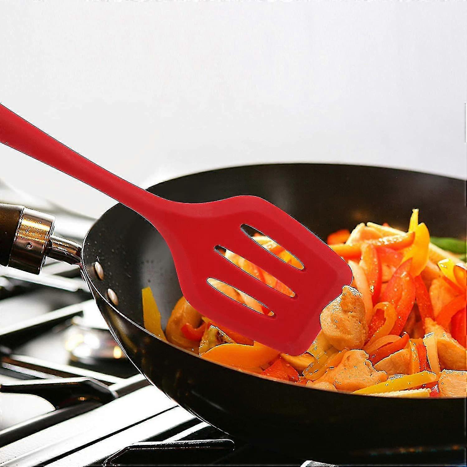 5 Pcs Silicone Kitchen Utensils,slotted Spoon,compatible With Cooking(red)