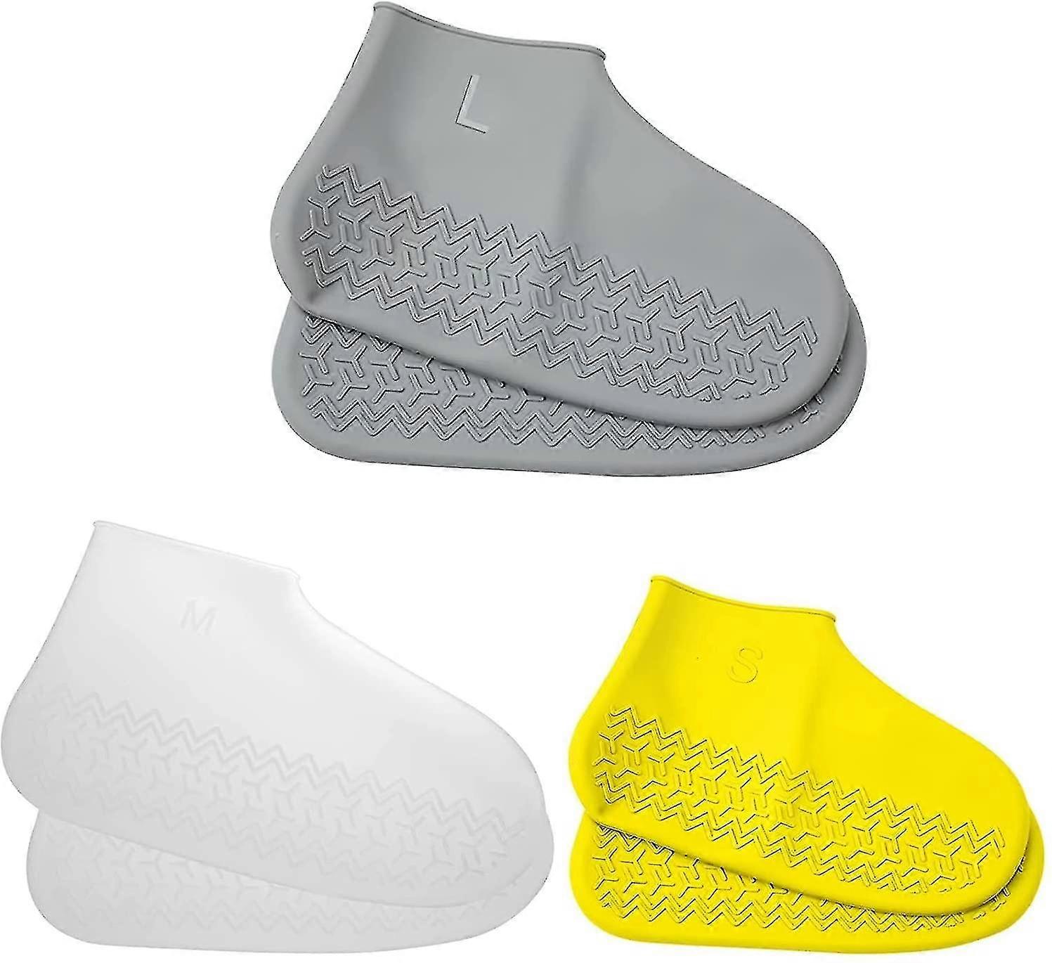 Silicone Shoe Covers, 3 Pairs Waterproof Overshoes, Reusable Waterproof Silicone Shoe Covers With Non-slip Soles For Rain And Snow (l/m/s