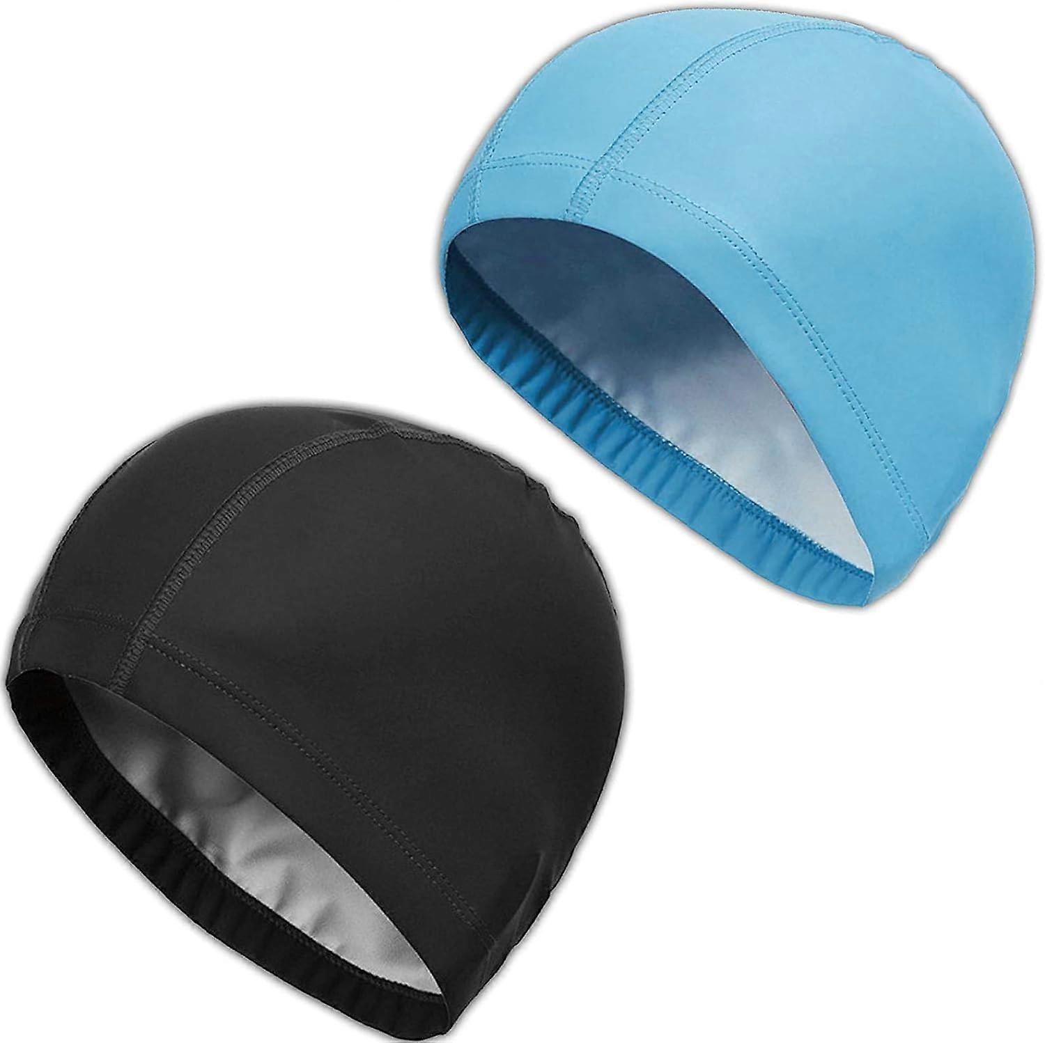 2pcs Badekappe Pool Schwimmen für Erwachsene Badekappe Weiche PU-Gewebe Badekappe für gemischte Erwachsene Männer Frauen