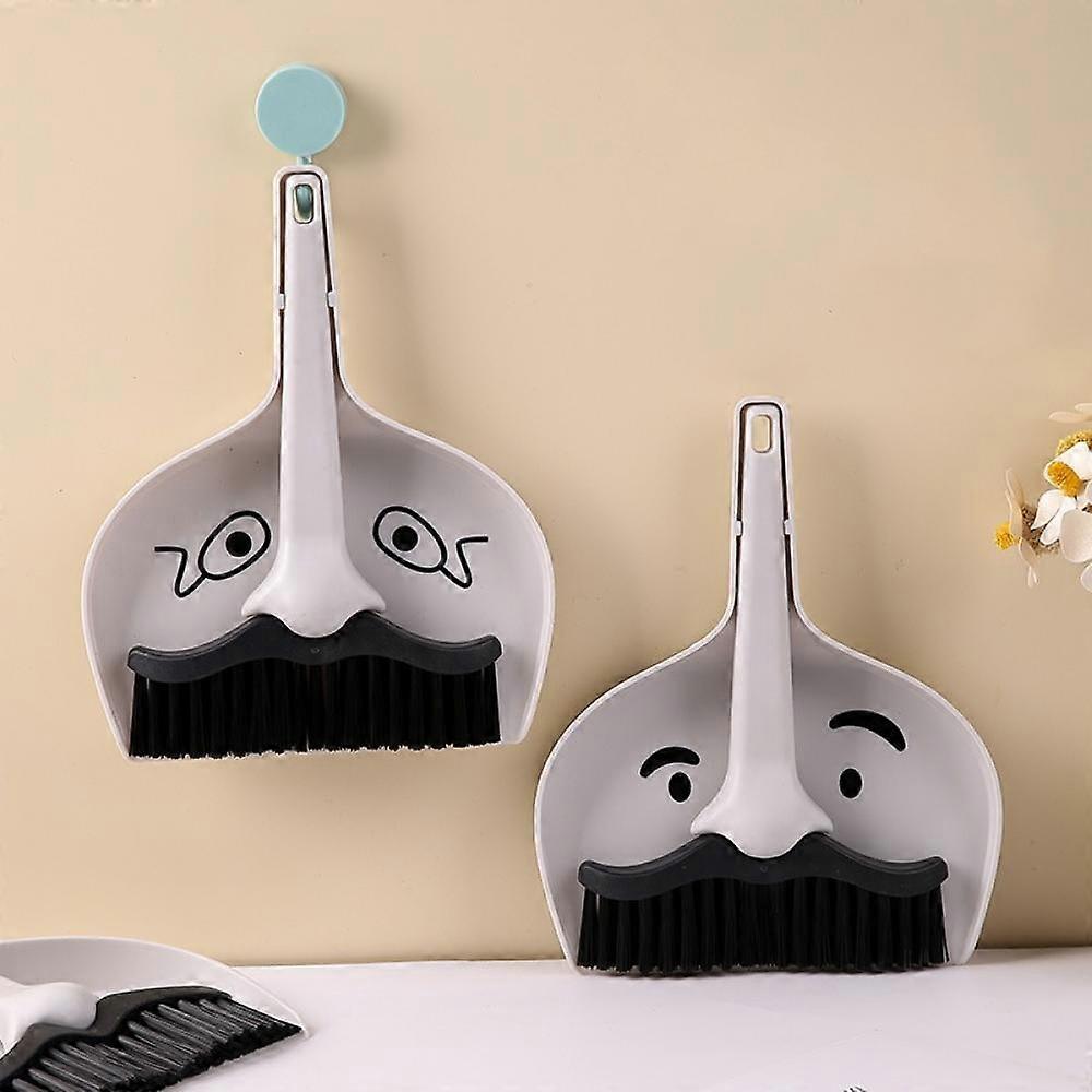 2pcs Small Dustpan and Brush Set | Mini Dustpan and Mini Hand Whisk Broom Set | Mustache Hand Broom Cleaning Set Tool