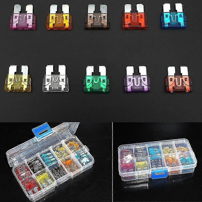 100 Pcs/box Assorted Auto Trunk Standard Blade Fuse 2/3/5/7.5/10/15/20/25/30/35a