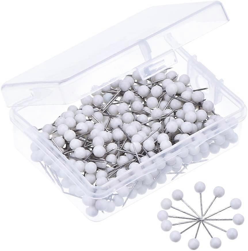 1/8 Inch Round Head Map Tacks Push Pins, 300 Pieces, White