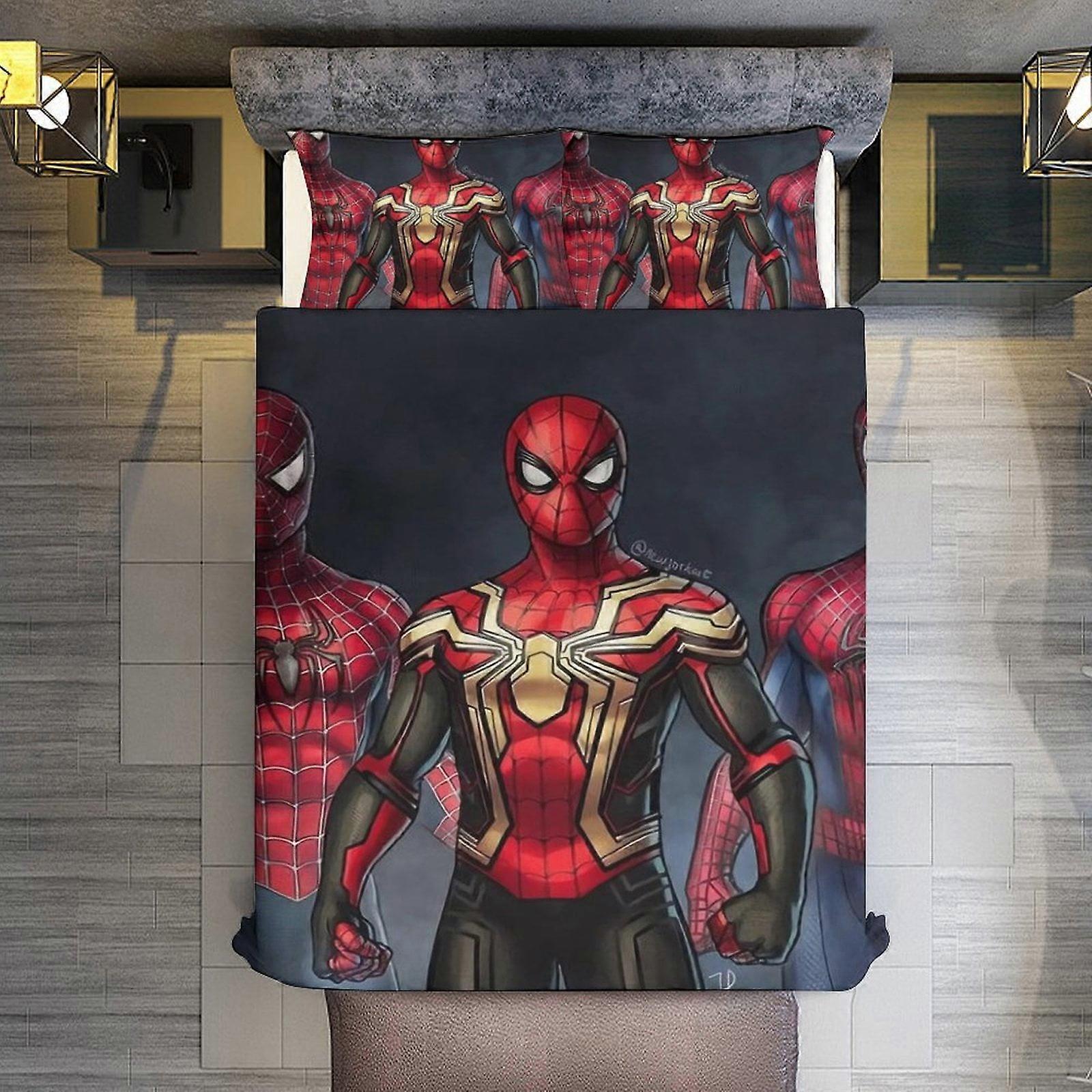v554  Bed Sheets Bedding Spider-Man 3 Piece Sets Full/Queen Size - Reversible Microfiber Quilts with 2 Shams Soft Lightweight Bedspread Coverlet Comfo