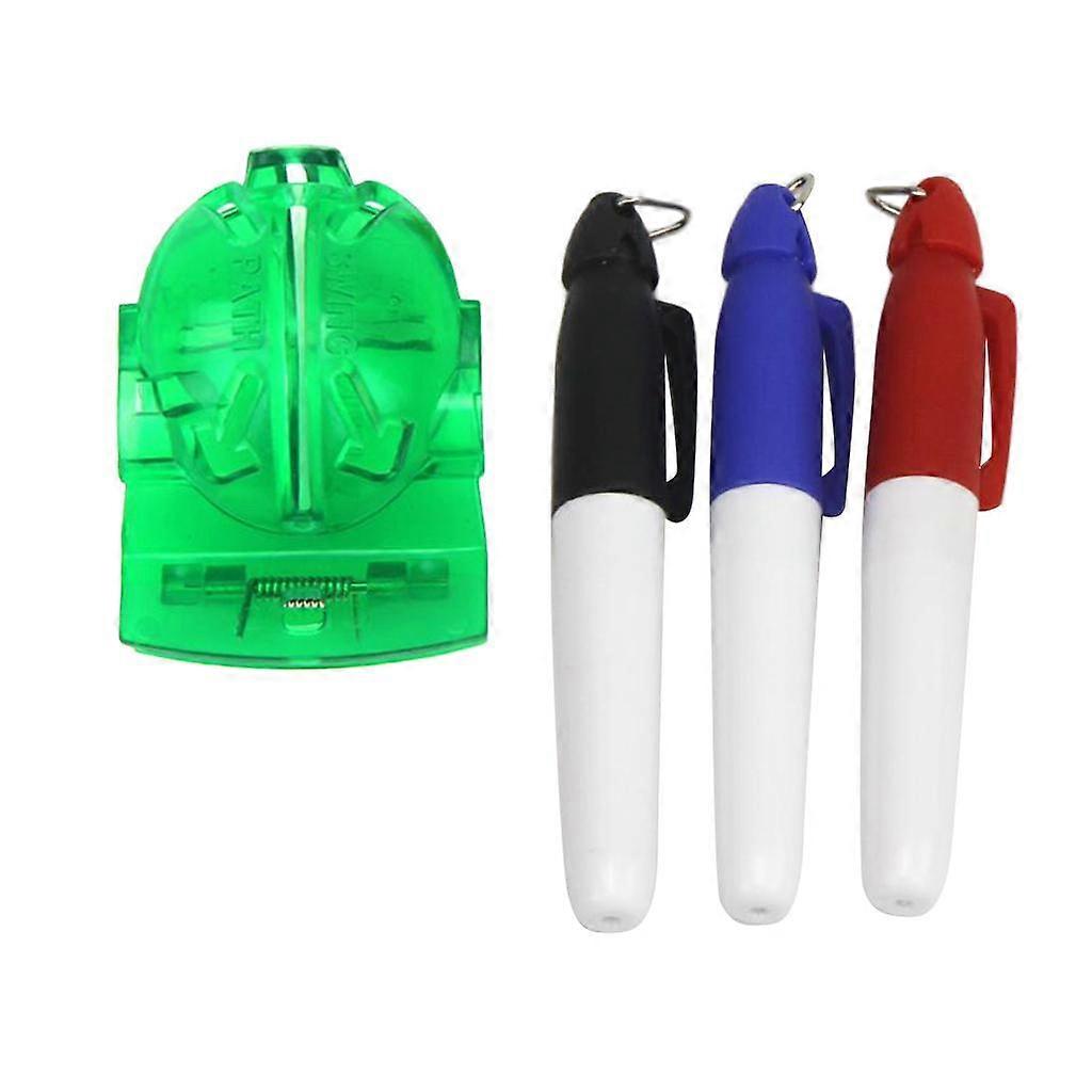 Golf Ball Liner Marker Line Drawing Alignment Tool with 3 Markers Green A