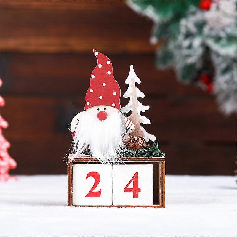 Gnome Christmas Wooden Countdown Advent Calendar Blocks- Christmas Desktop Calendars with Scandinavian Santa Claus Swedish Tomte Elf Design for Xmas H