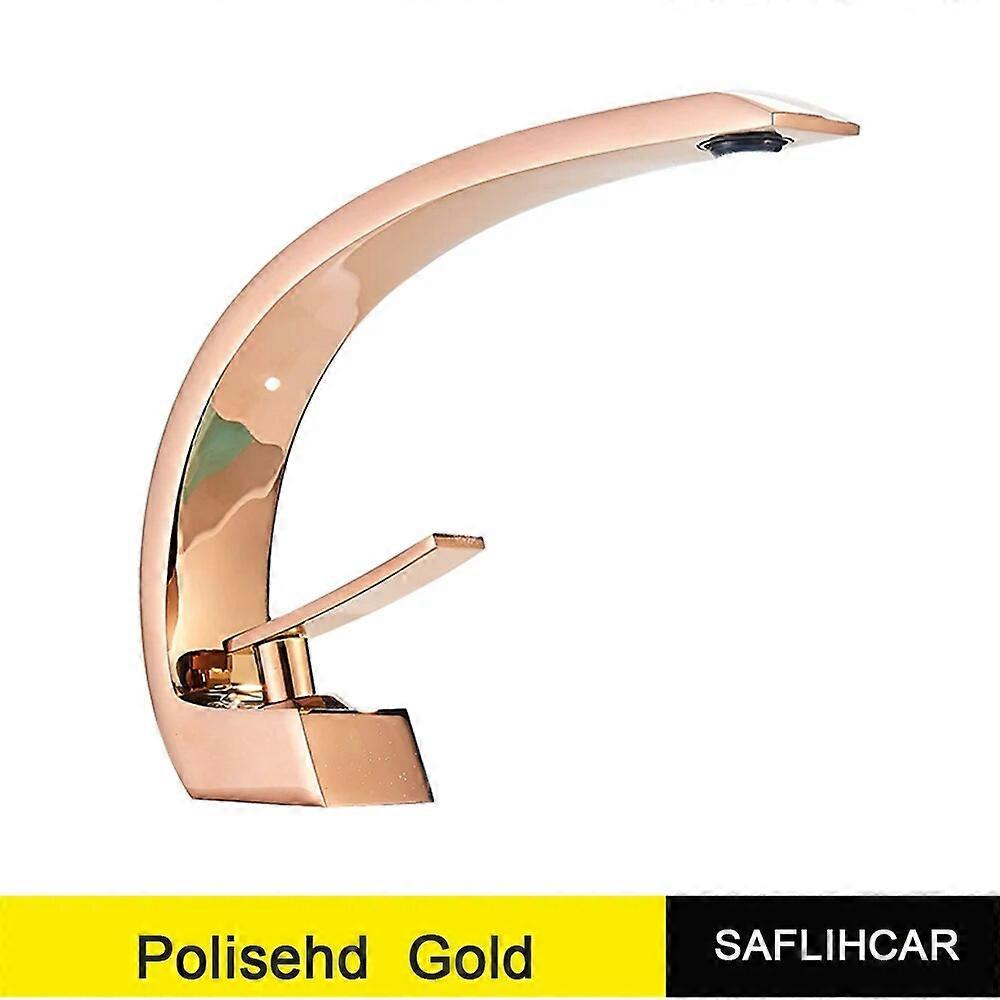 Golden polert bad forfengelighet tappekran enkelt håndtak varmt og kaldt vann Mixier vask tappekran dekk mount kran