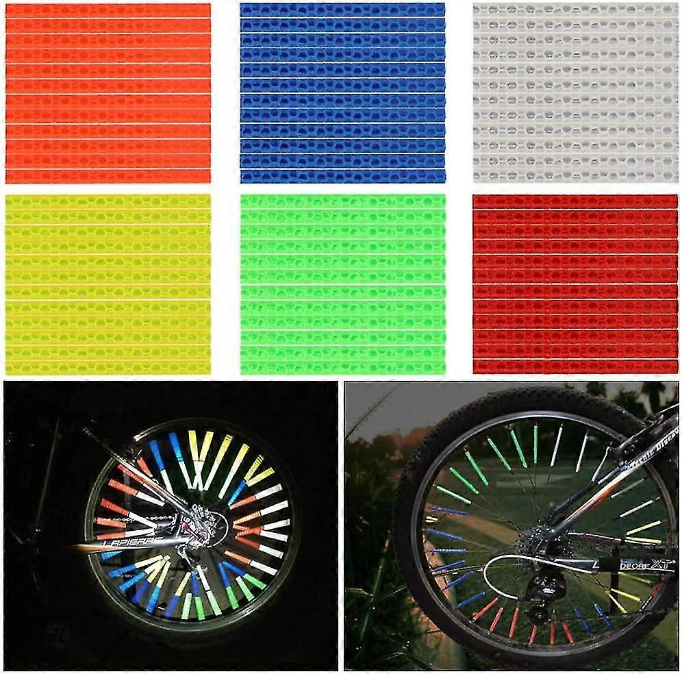 72 Pcs 6 Colors Spoke Bicycle Spoke Special Tube Spoke Reflector Reflective Mount Clip