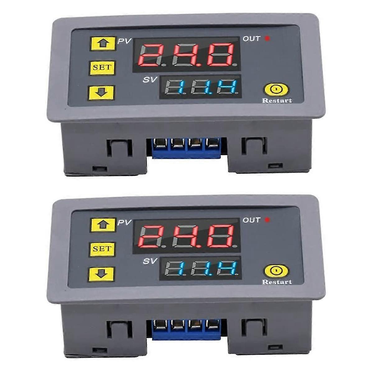 2pcs Timer Delay Relay Dc12V 20A 240W Programmable Cycle Timer Switch On-off Led Digital Display Ti