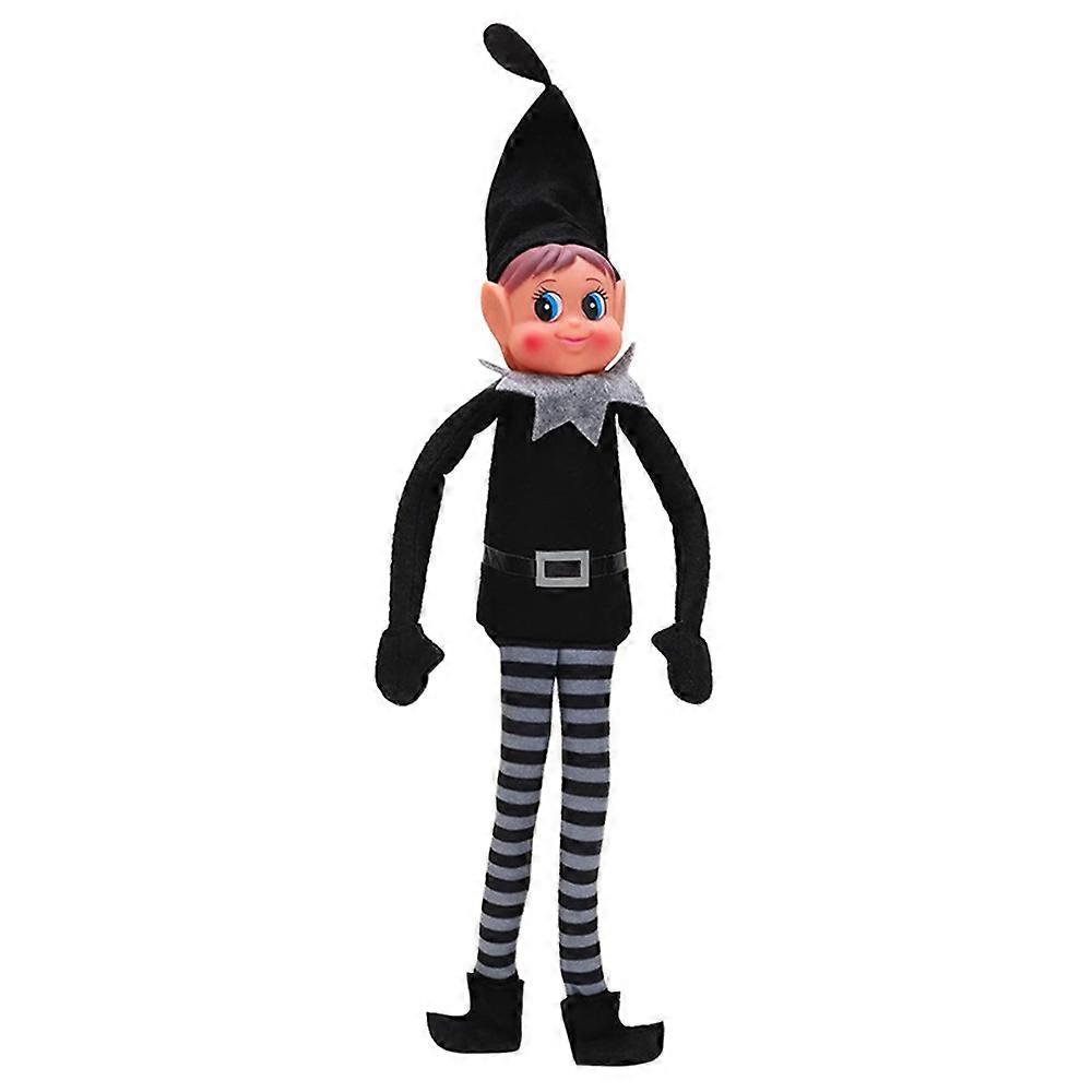 الجان Behavin Badly Elf لعبة ناعمة مع أرجل طويلة الجسم الأسود عطلة عيد الميلاد الزينة