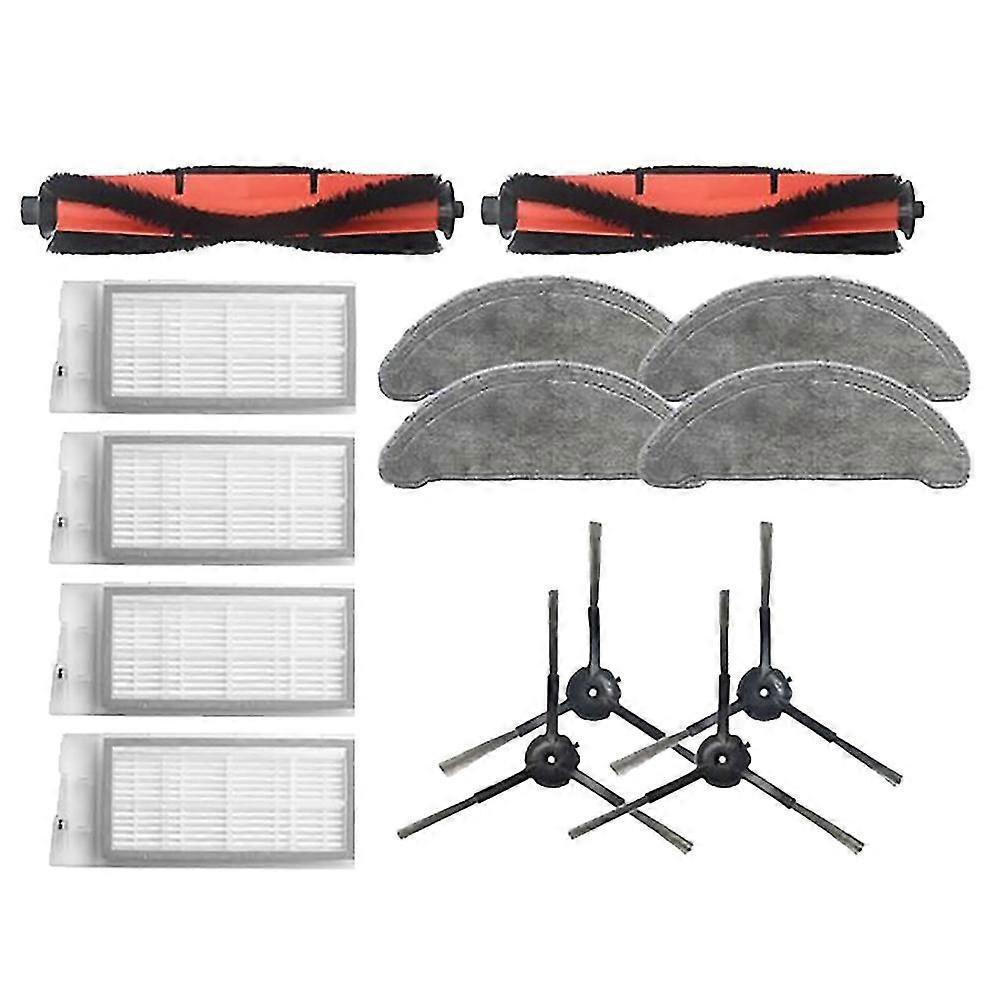 14 Pcs Mop Cloths Rolling Side Brush Hepa Filter For Roidmi Eve Plus