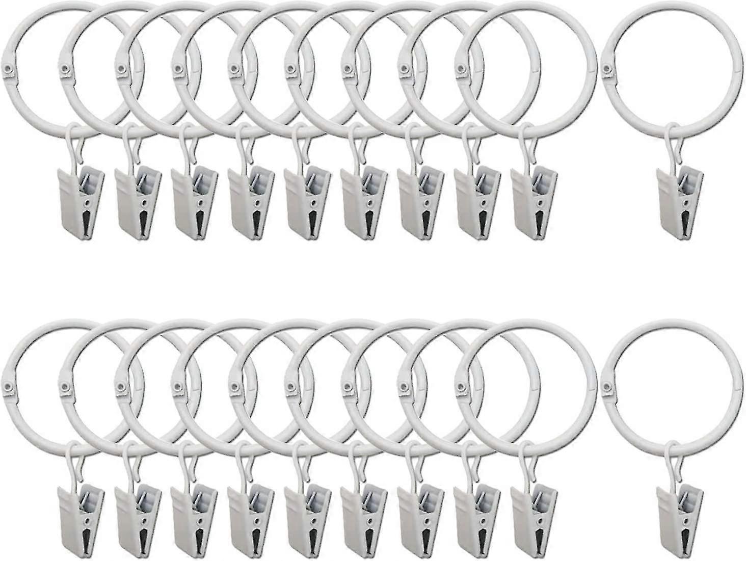 20 Pack Shower Curtain Rings With Decorative Clips Rust Proof 3.2cm