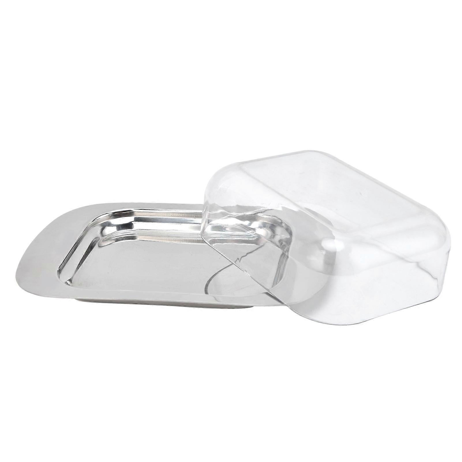 Stainless Steel Butter Container with Transparent Lid for Kitchen Cheese Storage