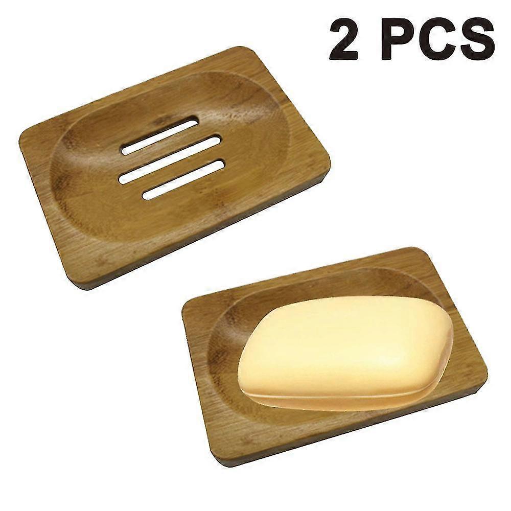 2er-Pack Seifenschale aus Bambusholz, Seifenhalter für das Duschbad