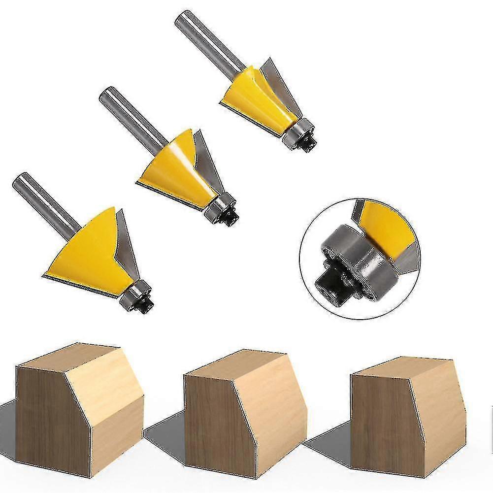 3pcs 8mm Angle Bevel Router Bits 2 Bevel 15/22.5/45chamfered Milling Cutter Carpentry Cutting Edge For Woodworking Woodworking Drill Bits Qyroadwolf