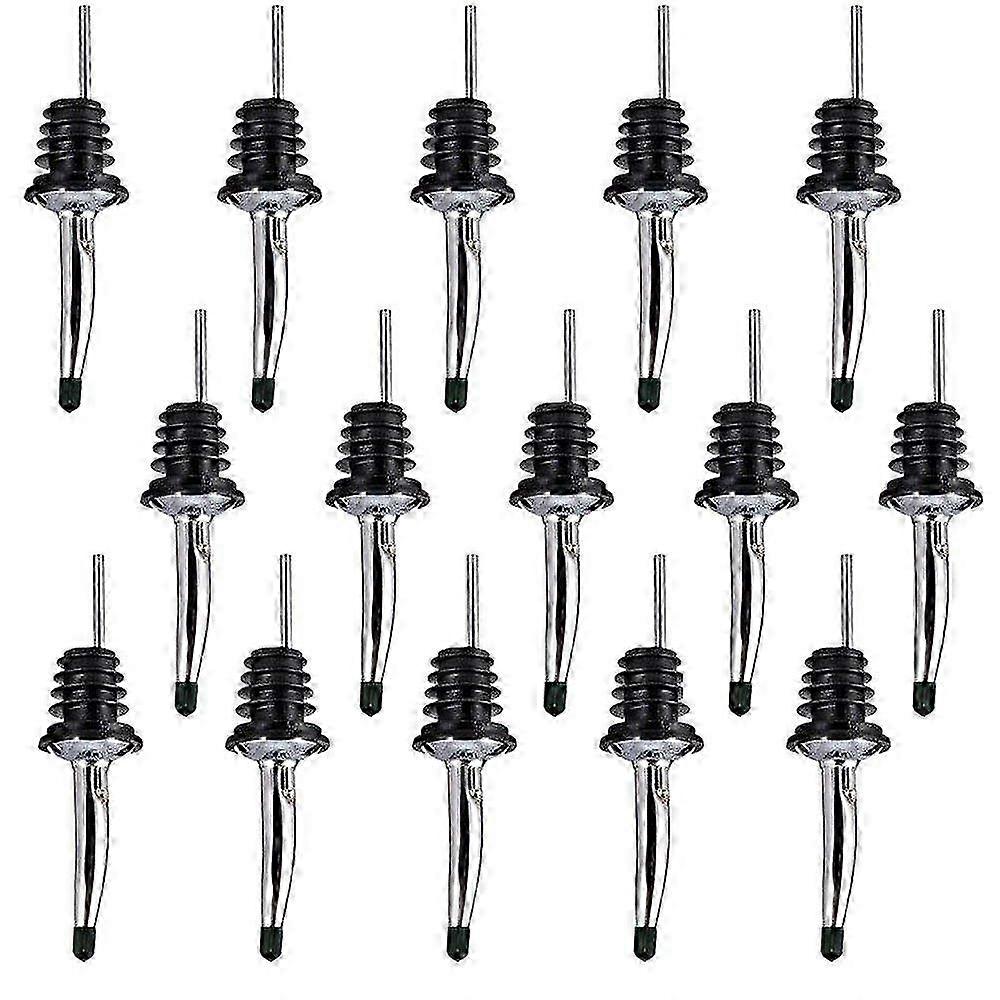 15 Pcs Stainless Steel Liquor Bottle Speed Pourers Tapered Spout with Rubber Dust Caps Perfect for Pubs, Clubs, Restaurants, Bars, Coffee Shops and Di