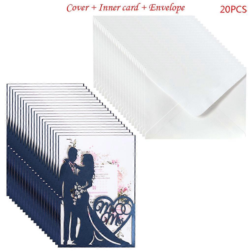 20pcs/set Laser Cut Mr & Mrs Wedding Invitations Card Invite Envelopes Kit Brida