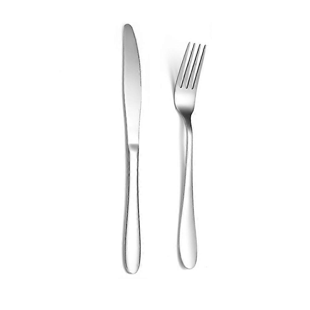 2pcs Cutlery Set Tableware Flatware Fork Knife Stainless Steel Silver