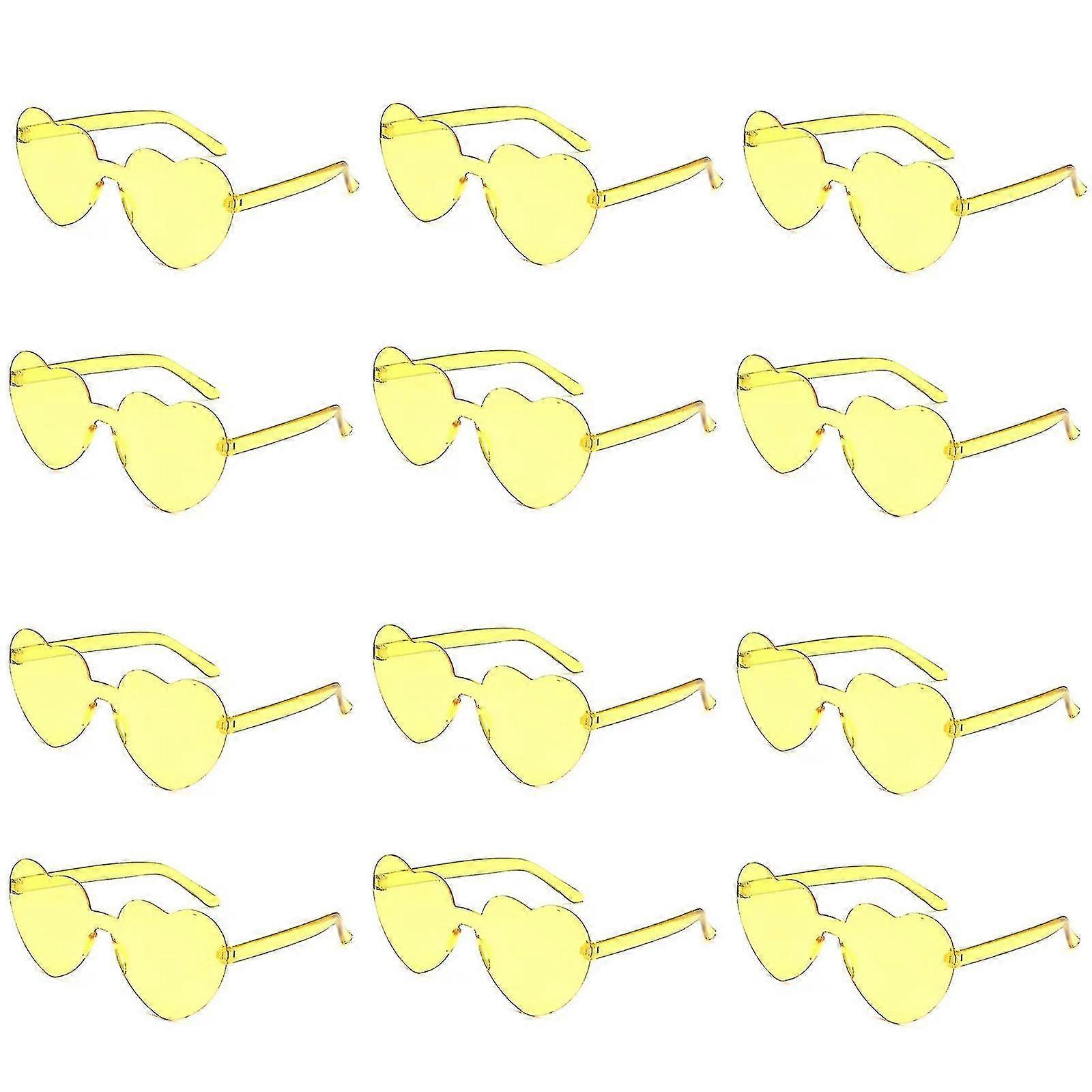 12pcs Heart solbriller for kvinner Transparent hjerteformede solbriller Bulk Fun solbriller Pack For Party Favor-1