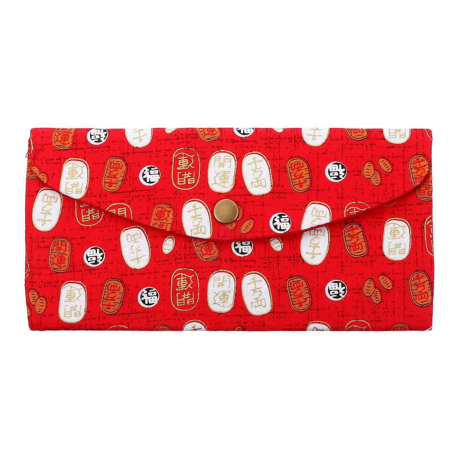 1 Pc Retro Storage Bag Wallet Cellphone Storage Bag Creative Cloth Red Envelope