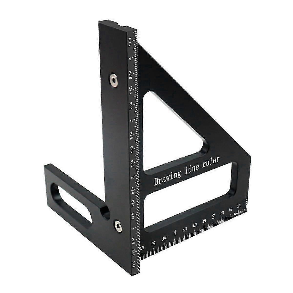 Carpenter Square Aluminum Miter Triangle Ruler Precision Hole Scriber Woodworking Square Protractor 45/90 Degree-black