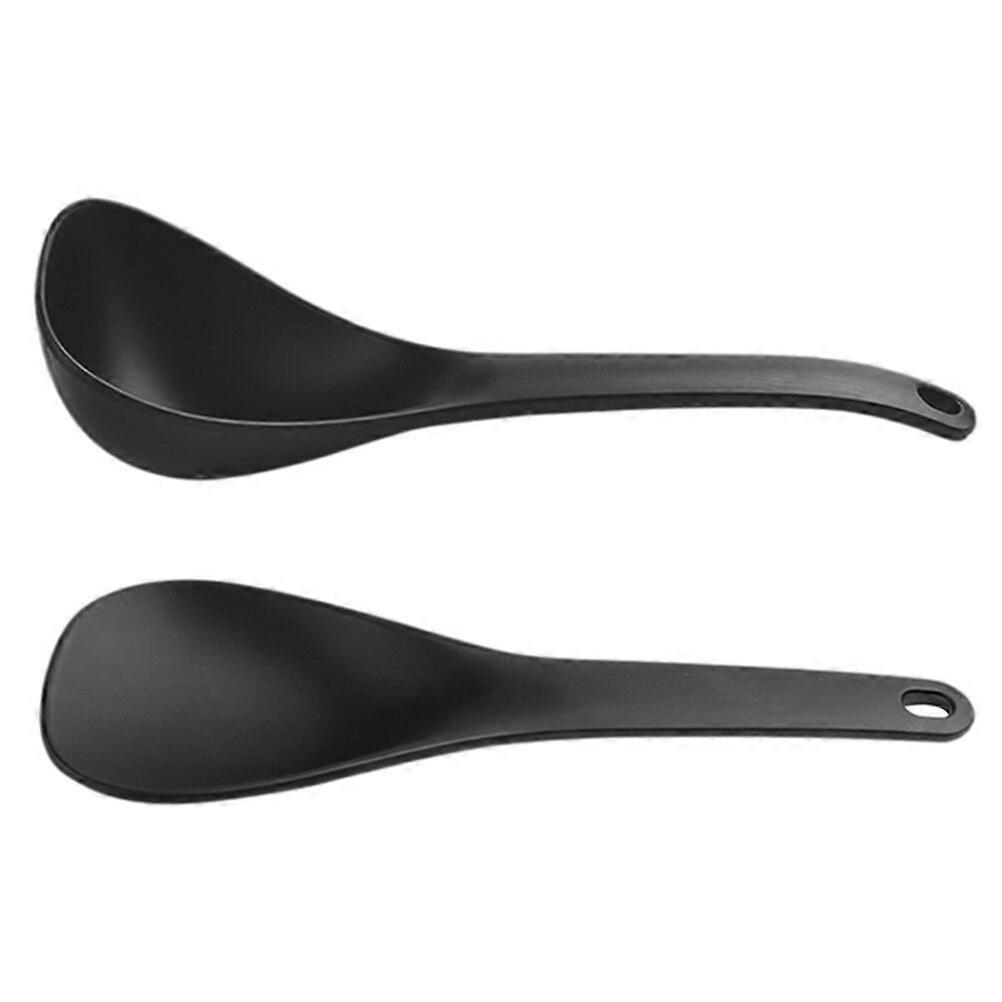 1 Set 2Pcs Non-stick Rice Paddles Soup Spoons Multipurpose Serving Spoon (Black)