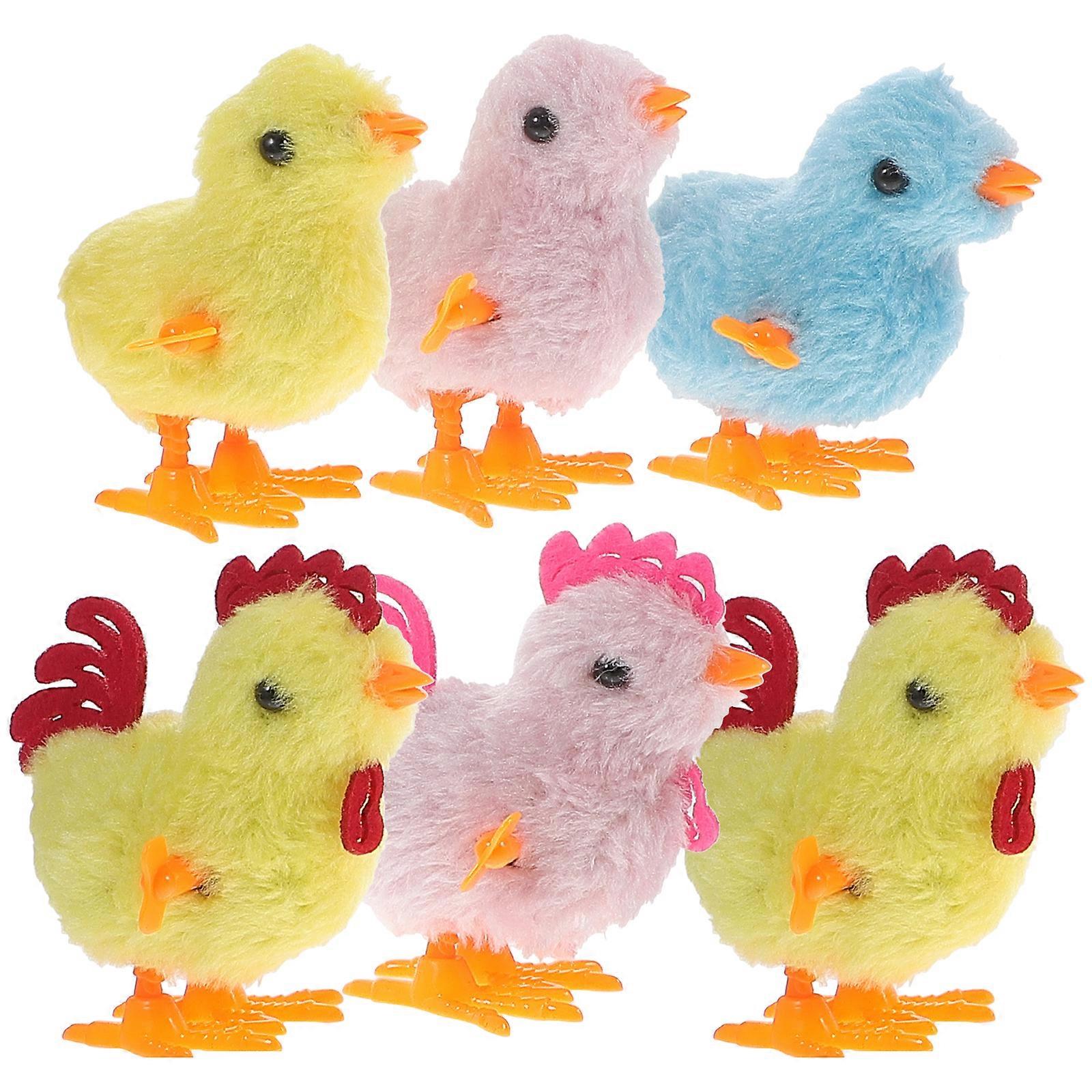 6pcs Chicken Plush Toys Children Wind-up Playthings Interesting Clockwork Toys