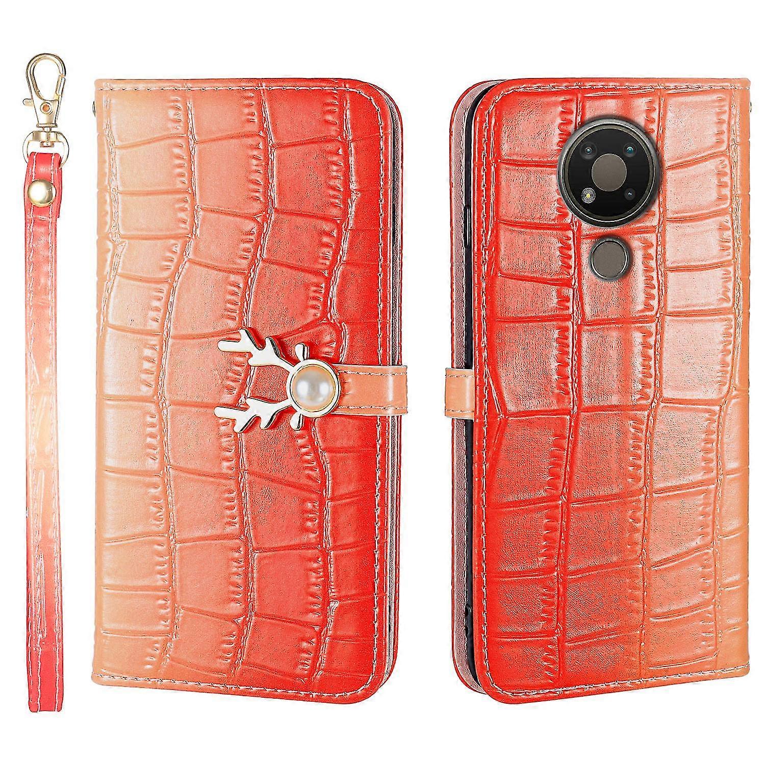 Elk Pattern Phone Case For Nokia 3.4 With Card Holder, Lanyard, Pu Leather Material, Wallet Function, Corner Fall Protection