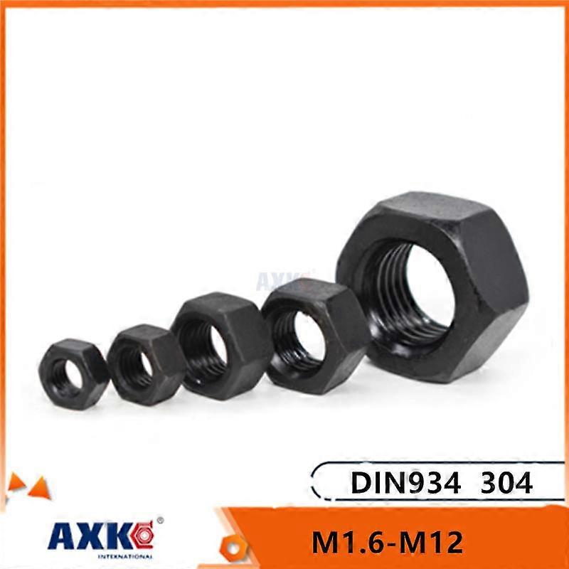 5/50pcs M1.6 M2 M2.5 M3 M3.5 M4 M5 M6 M8 M10 M12 DIN934 Black 304 Stainless Steel Hex Nut Hexagon Metric Thread